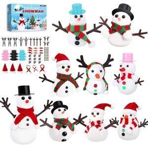 Christmas Crafts Xmas Gifts, Molding Clay Snowman DIY Kit,9Pack Build a Snowman